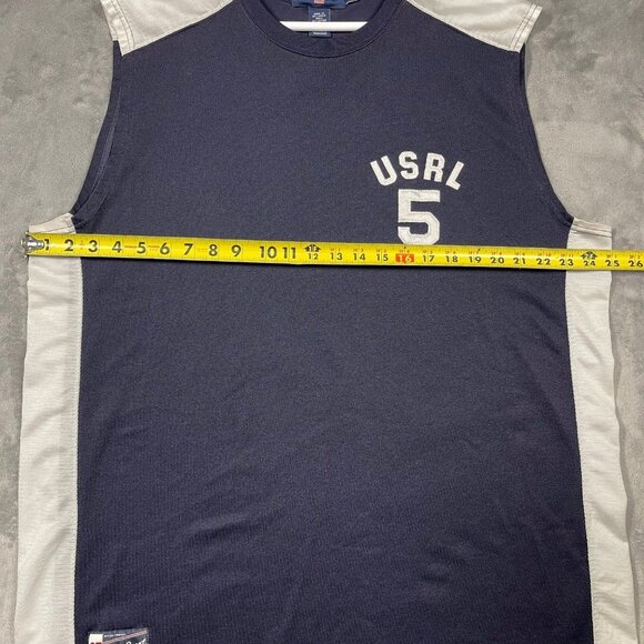 Polo Sport Ralph Lauren Sleeveless Navy White USRL 5 Shirt Mens XL Athletic Tank - Picture 5 of 7